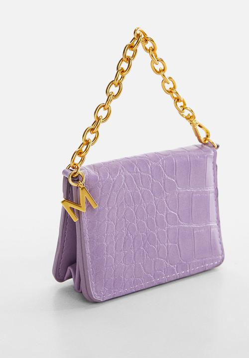 MANGO - Crocodile effect chain purse - lilac