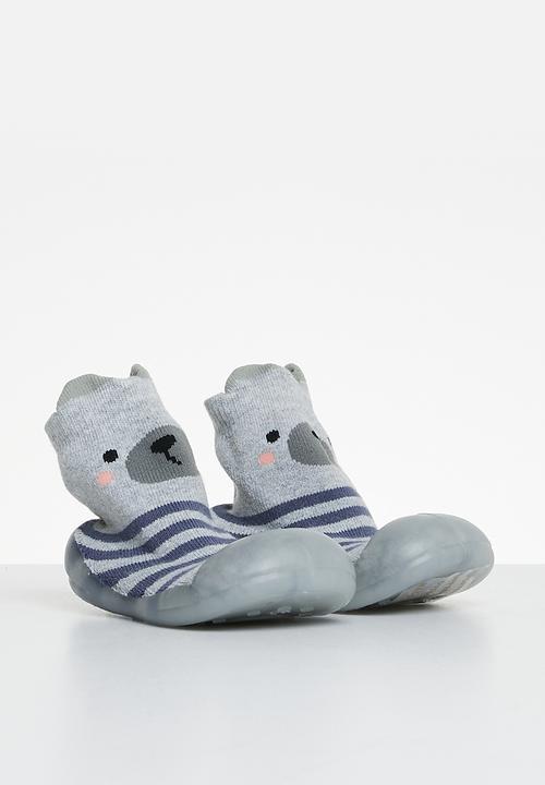 Pop Candy - Baby sock with rubber sole - grey