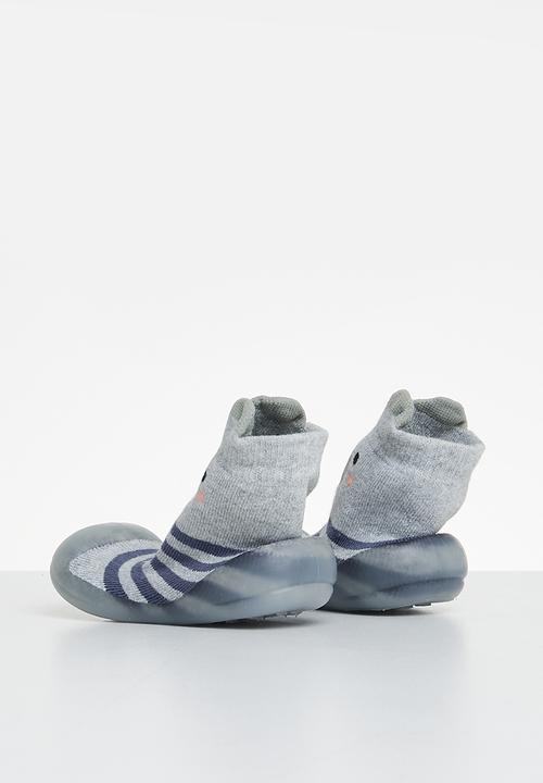 Pop Candy - Baby sock with rubber sole - grey