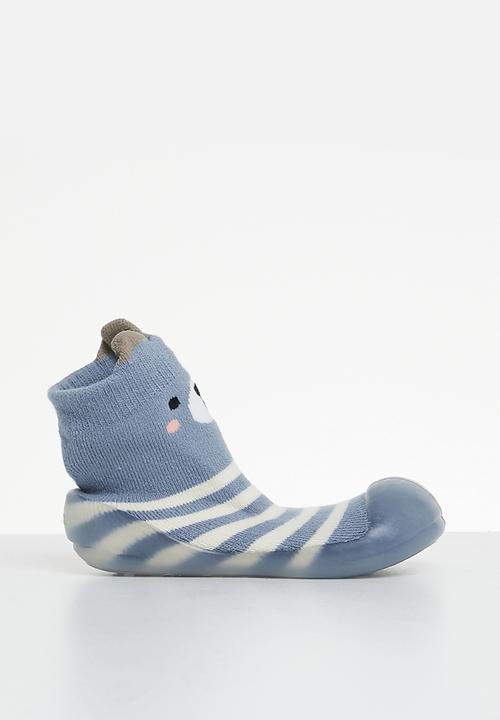 Pop Candy - Baby sock with rubber sole - blue