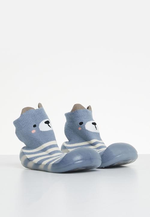 Pop Candy - Baby sock with rubber sole - blue