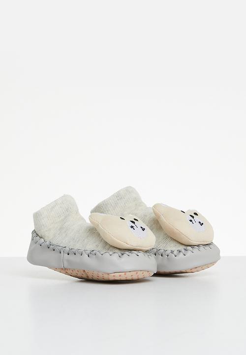 Pop Candy - Faux leather sole socks - grey