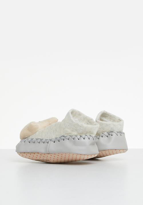 Pop Candy - Faux leather sole socks - grey