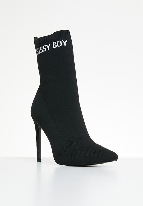 SISSY BOY - Game face sock stiletto boot - black