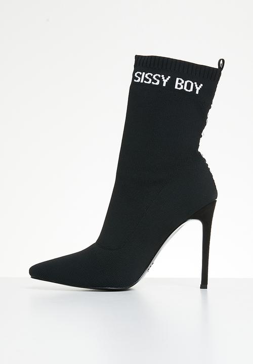 SISSY BOY - Game face sock stiletto boot - black