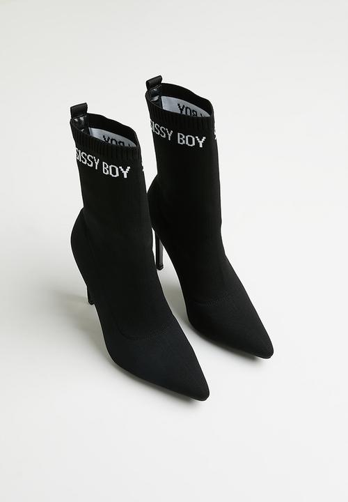 SISSY BOY - Game face sock stiletto boot - black