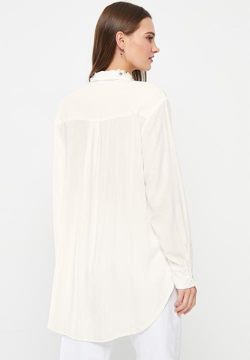 Me&B - Embellished collar shirt - white