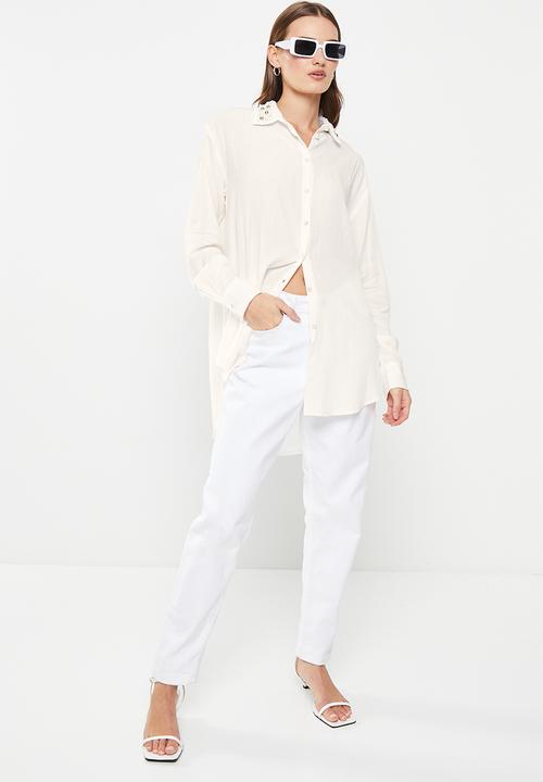 Me&B - Embellished collar shirt - white