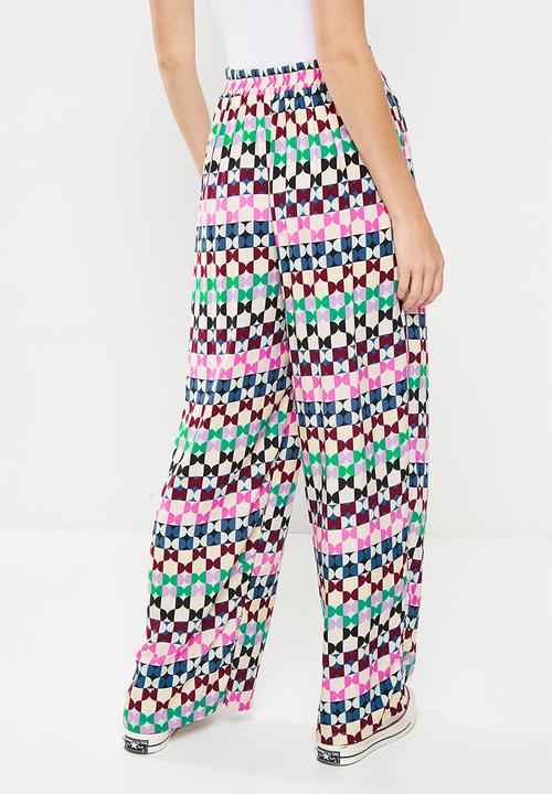 Me&B - Pull-on wide leg print pants - geo deco multi print