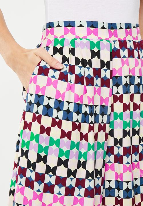 Me&B - Pull-on wide leg print pants - geo deco multi print