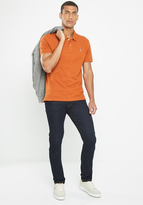 POLO - Mens pique short sleeve golfer - orange