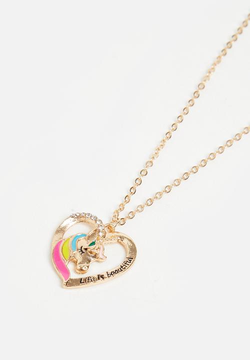 Pop Candy - Unicorn heart necklace - multi