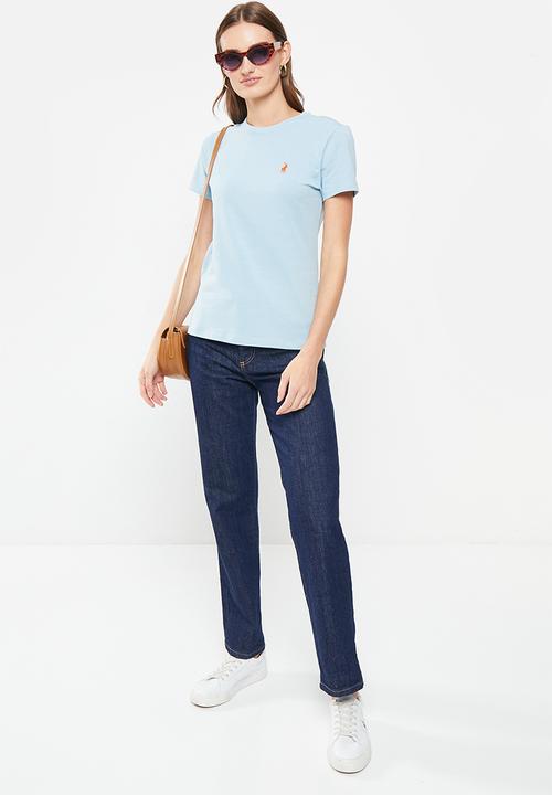 POLO - Wmn allie short sleeve sml pony stretch T-shirt - light blue