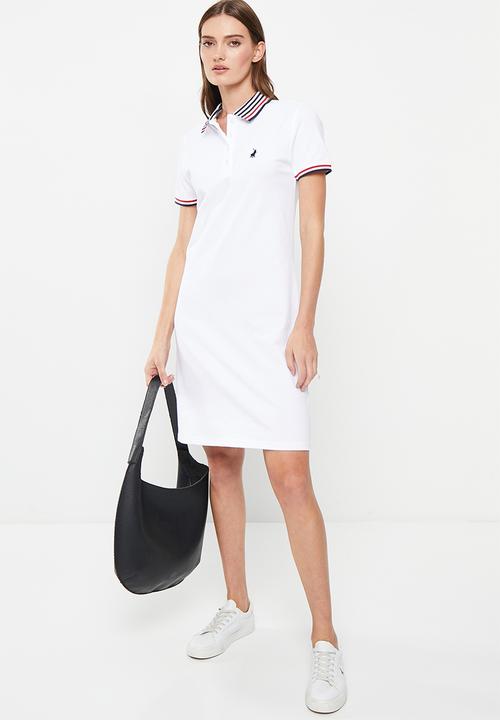 POLO - Wmn essential short sleeve golfer dress - white