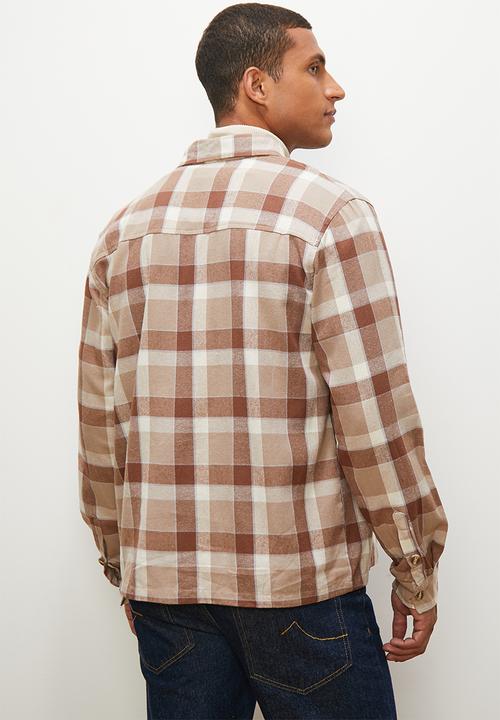 Lark & Crosse - Pocket detail check shirt - brown multi
