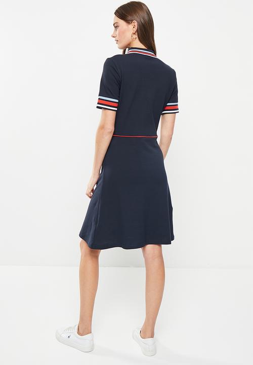 POLO - Wmn fit & flare short sleeve golfer dress - navy