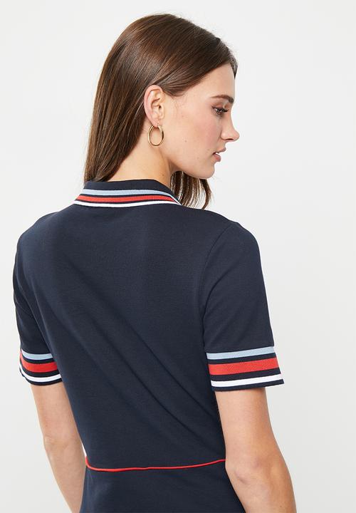 POLO - Wmn fit & flare short sleeve golfer dress - navy