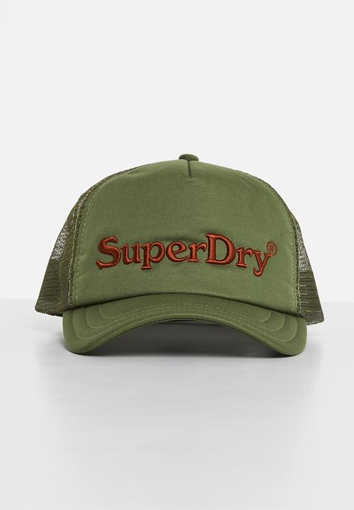 Superdry. - Vintage brand mark trucker cap - rosemary green