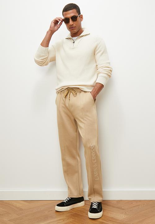 Lark & Crosse - Neoprene scuba trackpants - stone