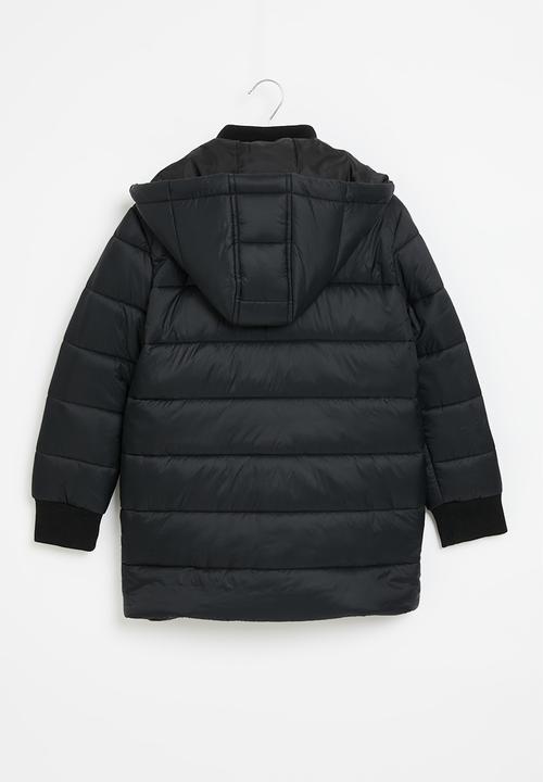 POLO - Boys jayden hooded puffer jacket - black