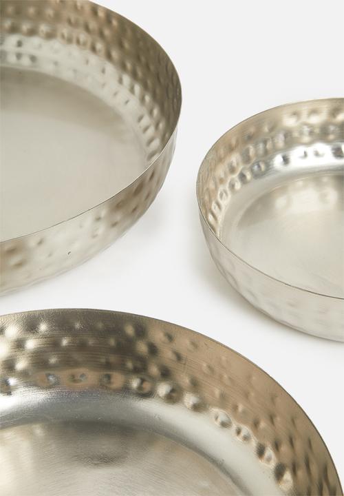 Excellent Houseware - Serving tray bowl set of 3 - silver