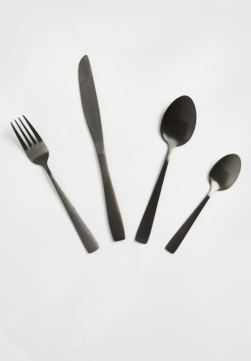 Excellent Houseware - Matt cutlery set of 4 - black
