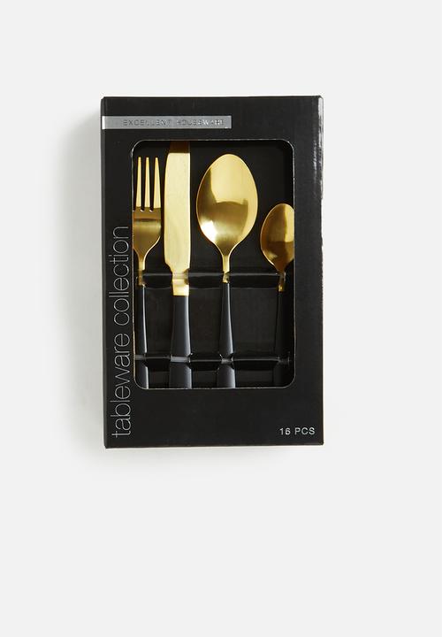 Excellent Houseware - Cutlery set - brass & black