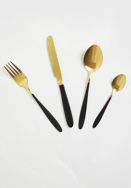 Excellent Houseware - Cutlery set - brass & black