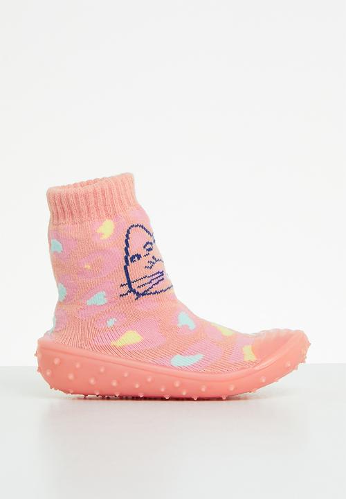 Character Group - Rainbow jungle rubber sole booties - pink
