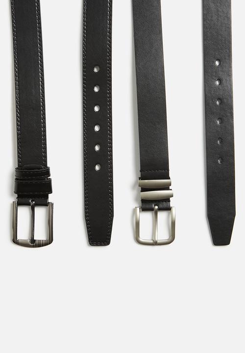 Superbalist - Kevin two pack pu belts - black