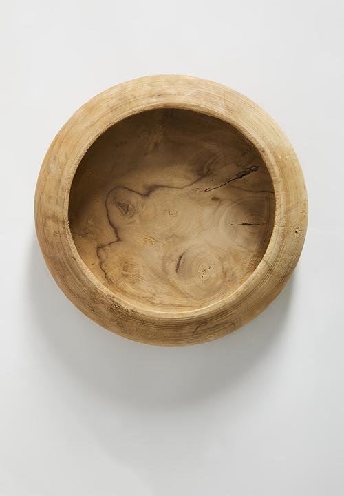 H&S - Teak root wooden bowl 20cm - brown