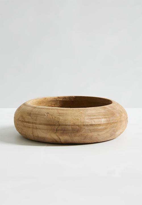 Teak root wooden bowl 20cm - brown