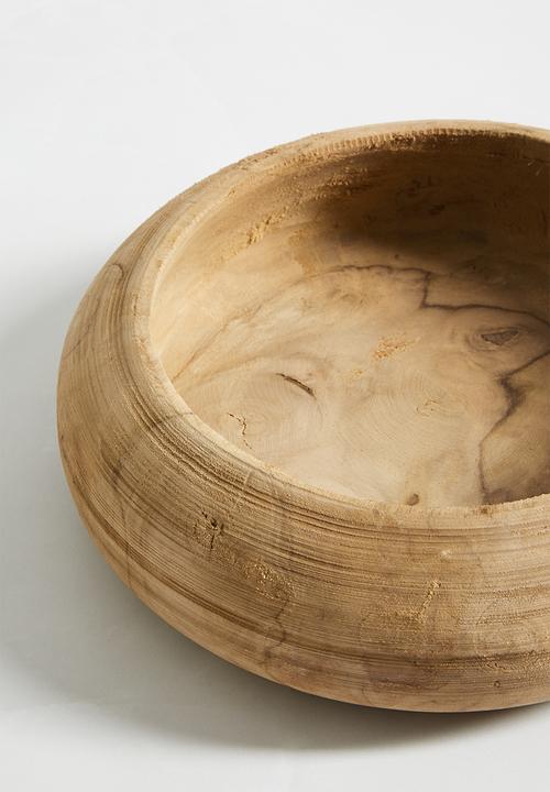 H&S - Teak root wooden bowl 20cm - brown