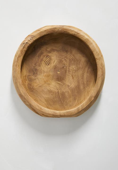 H&S - Teak root wooden bowl 25cm - brown