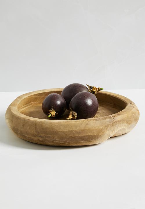 H&S - Teak root wooden bowl 25cm - brown