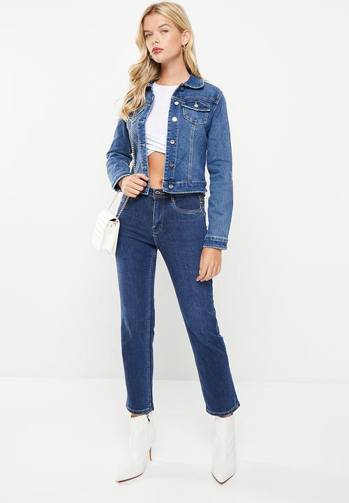 SISSY BOY - Vibe check: Denim jacket with back diamante logo - dark vintage