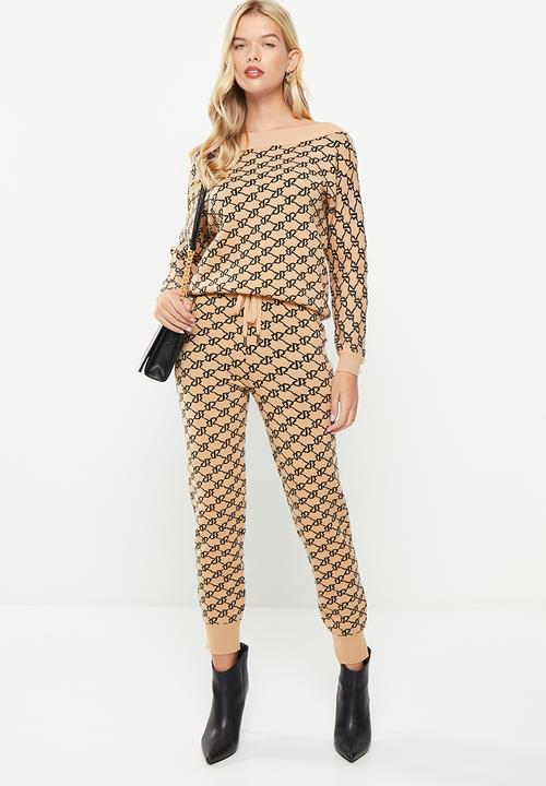 SISSY BOY - Willema fitted, ankle-length sweatpants - stone & black