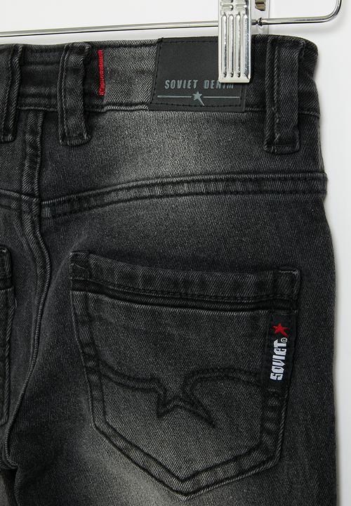 SOVIET - Boys fashion skinny denim - black