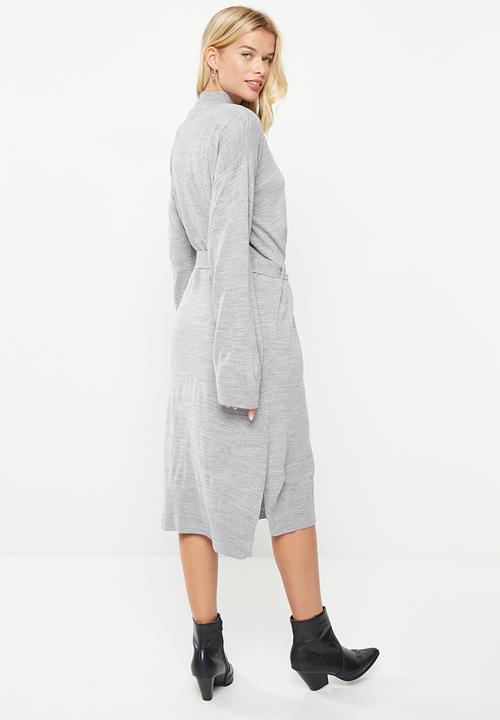 Trendyol - Belted knit dress - grey