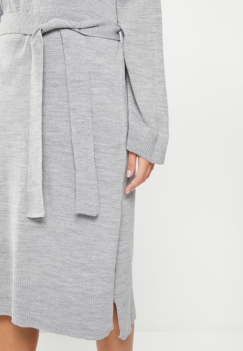 Trendyol - Belted knit dress - grey