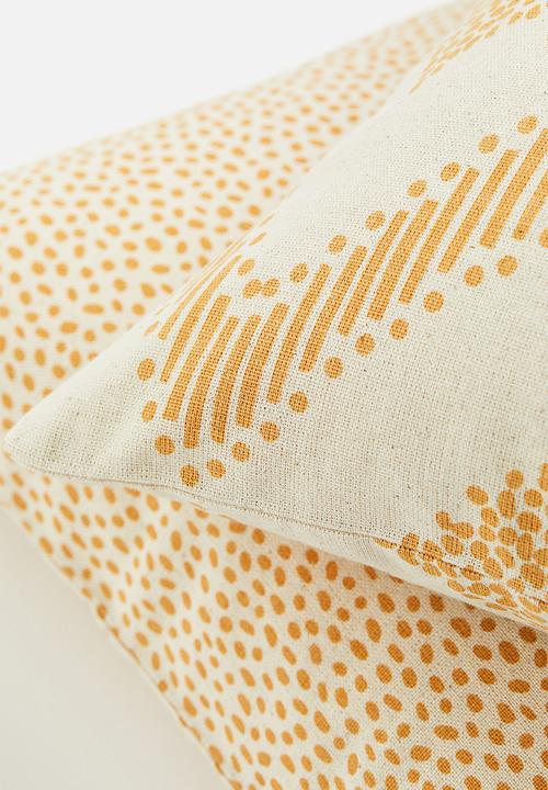 H&M - 2-pack cotton canvas cushion covers - yellow/white
