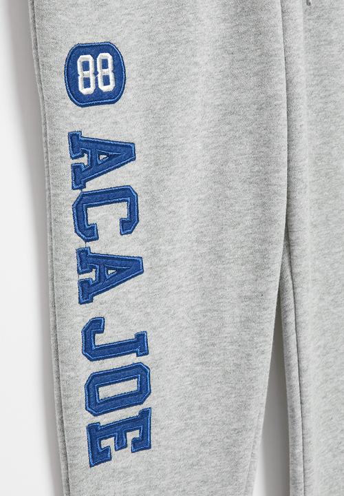 Aca Joe - Aca joe brushed fleece side print jogger - grey melange