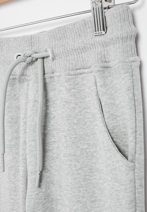 Aca Joe - Aca joe brushed fleece side print jogger - grey melange