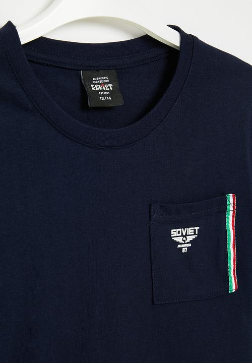 SOVIET - Boys s/slv fashion tee - navy