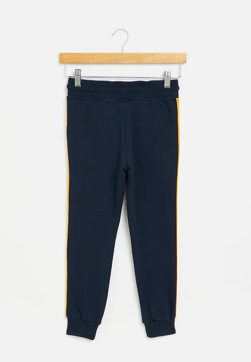 Aca Joe - Aca joe brushed fleece side tape & print jogger - navy