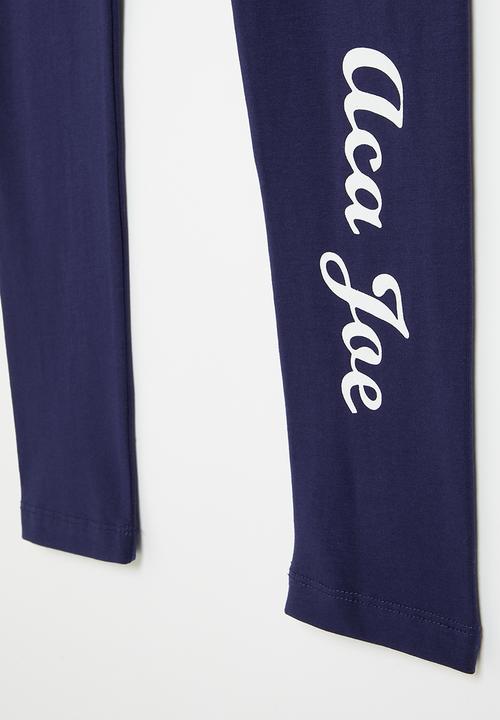 Aca Joe - Girls aca joe side leg hd printed legging - medieval blue