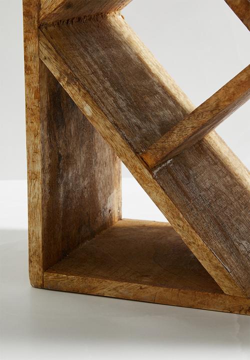Excellent Houseware - Wooden wine bottle holder - natural