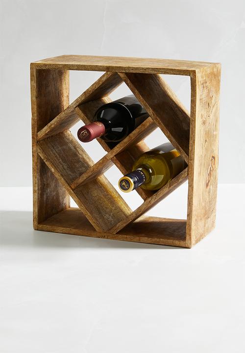 Excellent Houseware - Wooden wine bottle holder - natural