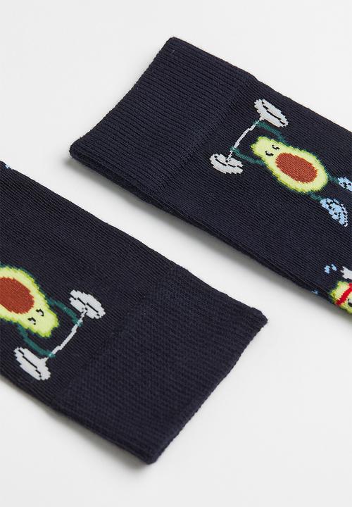 H&M - Patterned socks - dark blue/avocado gym