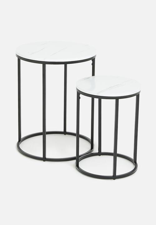 H&S - Blakely nested side tables - white & black